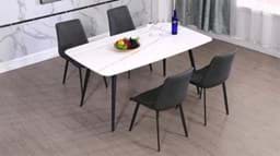 Show details for Laurent White Dining Table with Four Chairs Picture of Laurent White Dining Table with Four Chairs
