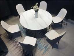 Show details for Victoria White Round Table with Six Chairs Picture of Victoria White Round Table with Six Chairs