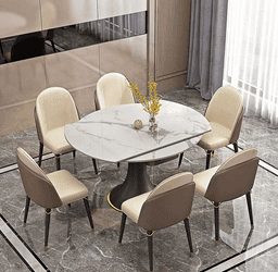 Show details for Snow Mountain Sintered Stone Dining Table BS-LSJ-GNT10 Picture of Snow Mountain Sintered Stone Dining Table BS-LSJ-GNT10