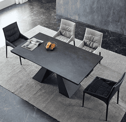Show details for Dark Grey Sintered Stone Dining Table BS-LSJ-GNT12 Picture of Dark Grey Sintered Stone Dining Table BS-LSJ-GNT12