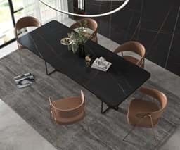Show details for Lauren Black Sintered Stone Dining Table BS-JS-MS762615PB021Y Picture of Lauren Black Sintered Stone Dining Table BS-JS-MS762615PB021Y